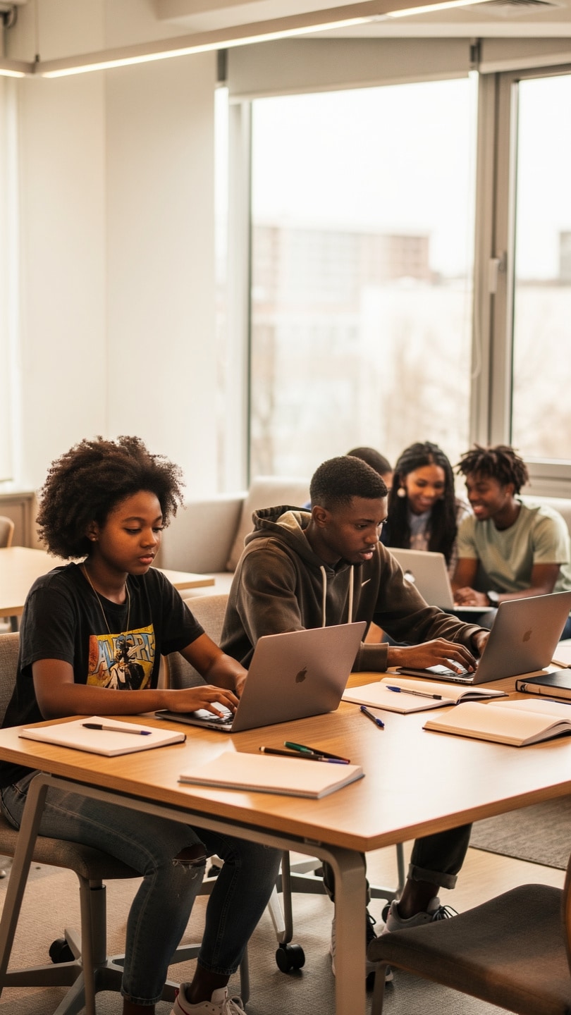 Teen student learning online